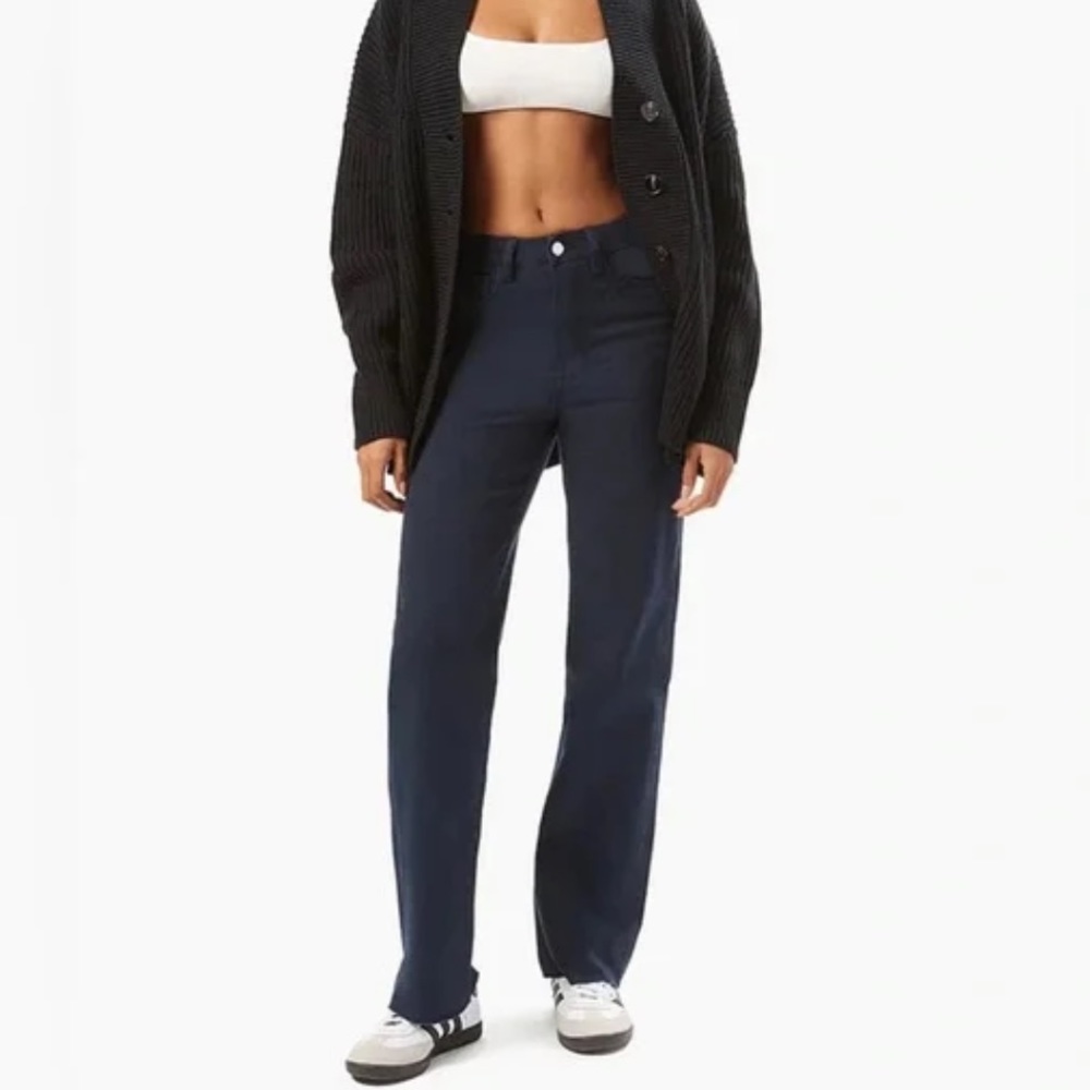 WeWoreWhat- Distressed High Rise Dad in French Navy